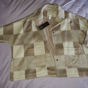MarlaWynne size L, SUPER soft, beige check pattern jacket NEW